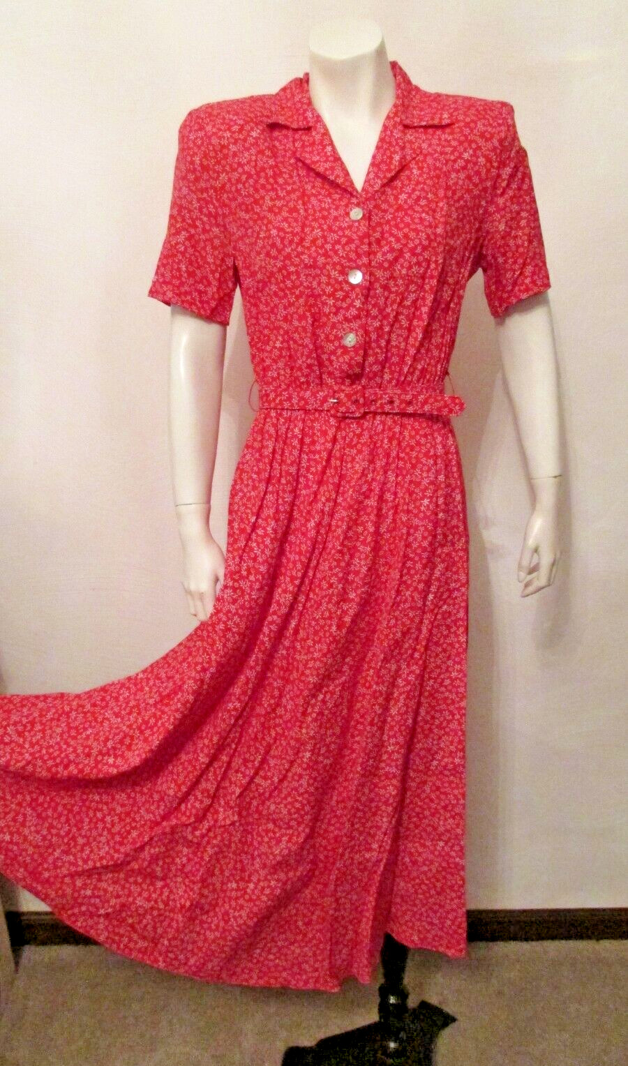 Carol Anderson Floral Rayon Belted Secretary Tea Garden Party Dress 2 USA made
