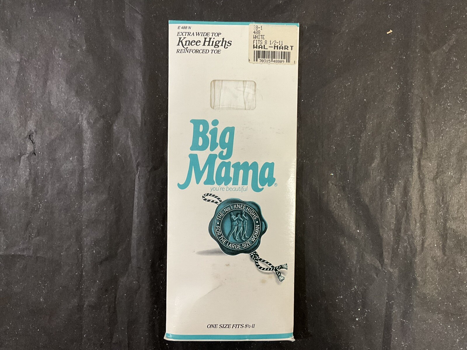 Vintage Pair Of Big Mama Extra Wide Top Knee Highs Reinforced Toe NOS White
