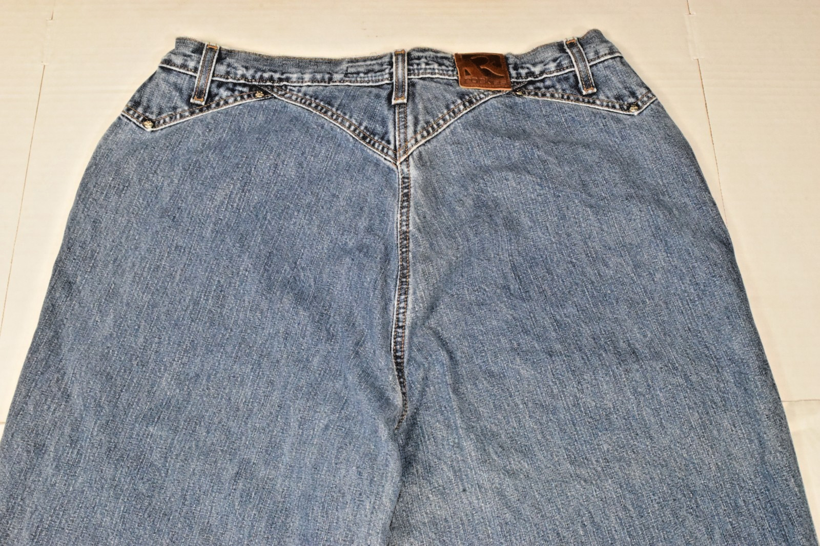 Vintage Rockies Jeans Size 17/18 XL 90s Blue Relaxed Bat Wing V Yoke Long Rise
