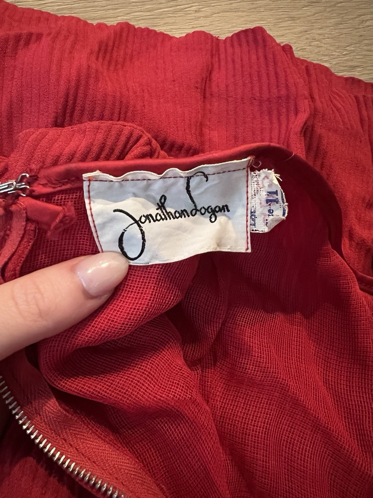 VTG Johnathan Logan Juniors Dress Red Pleated C.1960 (With Original Tags)