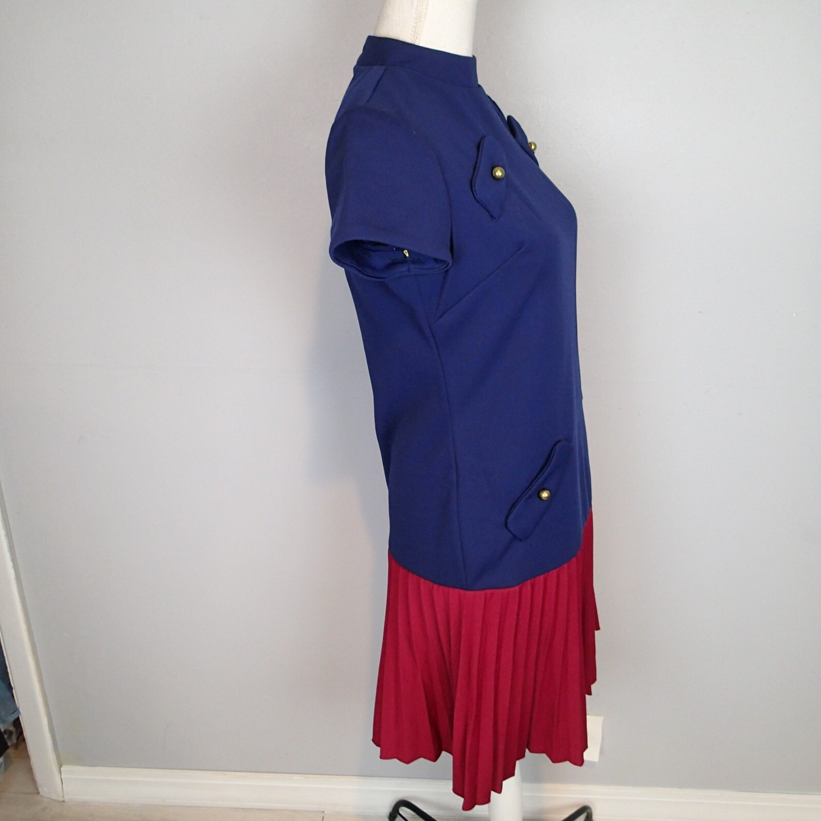 John Norman vtg Blue maroon dark red pleated Pleated Dress 1950s sz 8 S/m ?