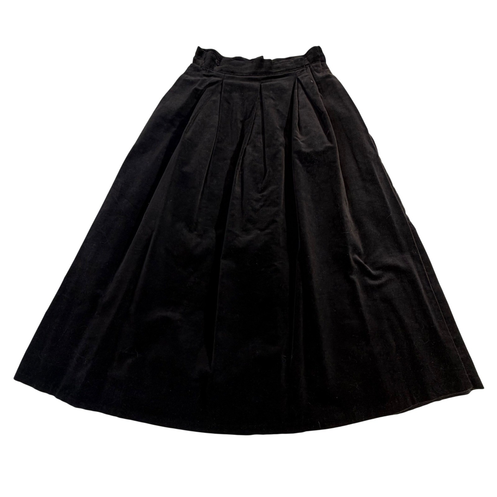 Jessica’s Gunnies Vintage Velvet Skirt 5 (22″) Black Pleated Midi USA READ