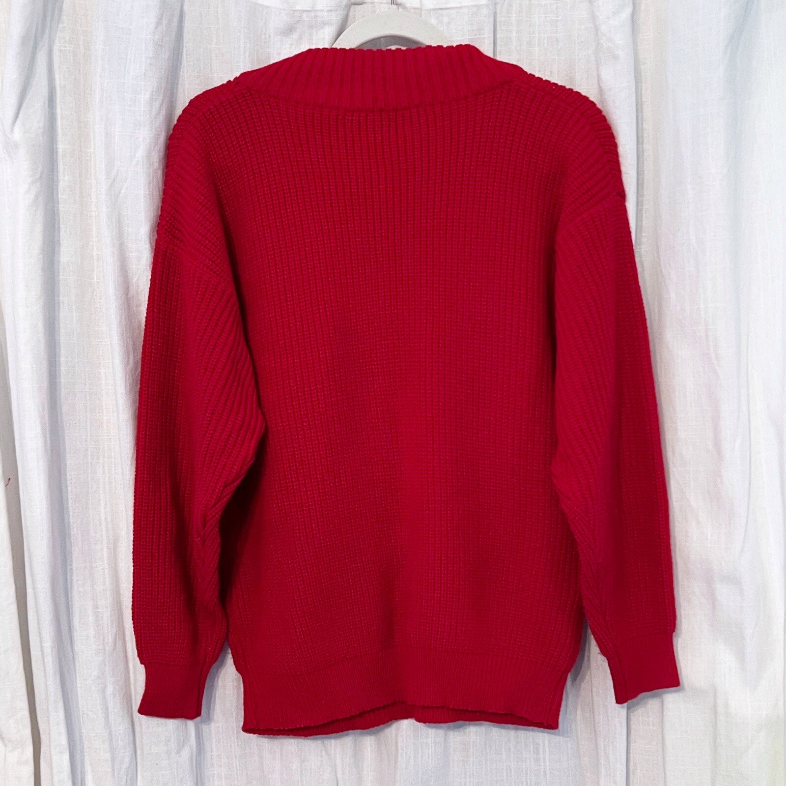 Objectives Vintage 80s Women’s SIZE LARGE L Red Pullover V-Neck Sweater Pockets