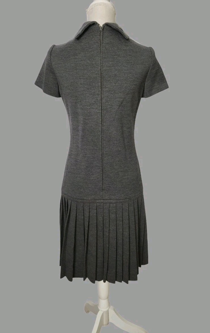 Vintage 60s Carlye Two Piece Pleated Dress Jacket Set Gray ILGWU