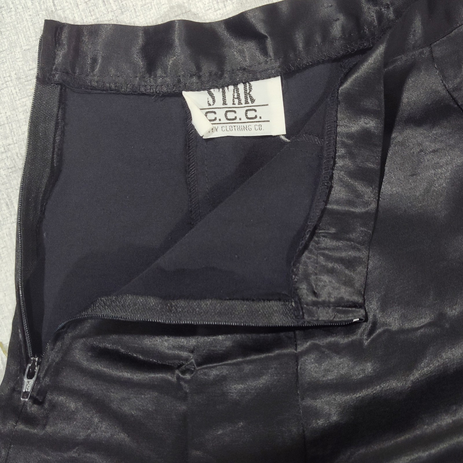 Vintage Star City Clothing Company Black Glossy High Waisted Slip Skirt