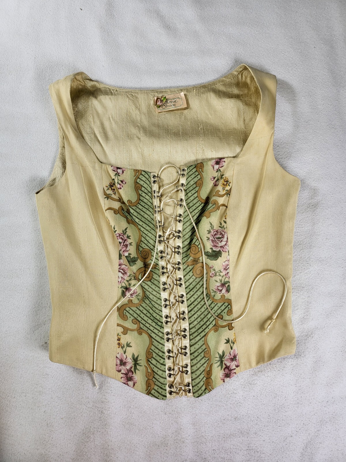 VTG Bonnie Strauss Corset Top and Silk Skirt floral Renaissance Theater Fairy