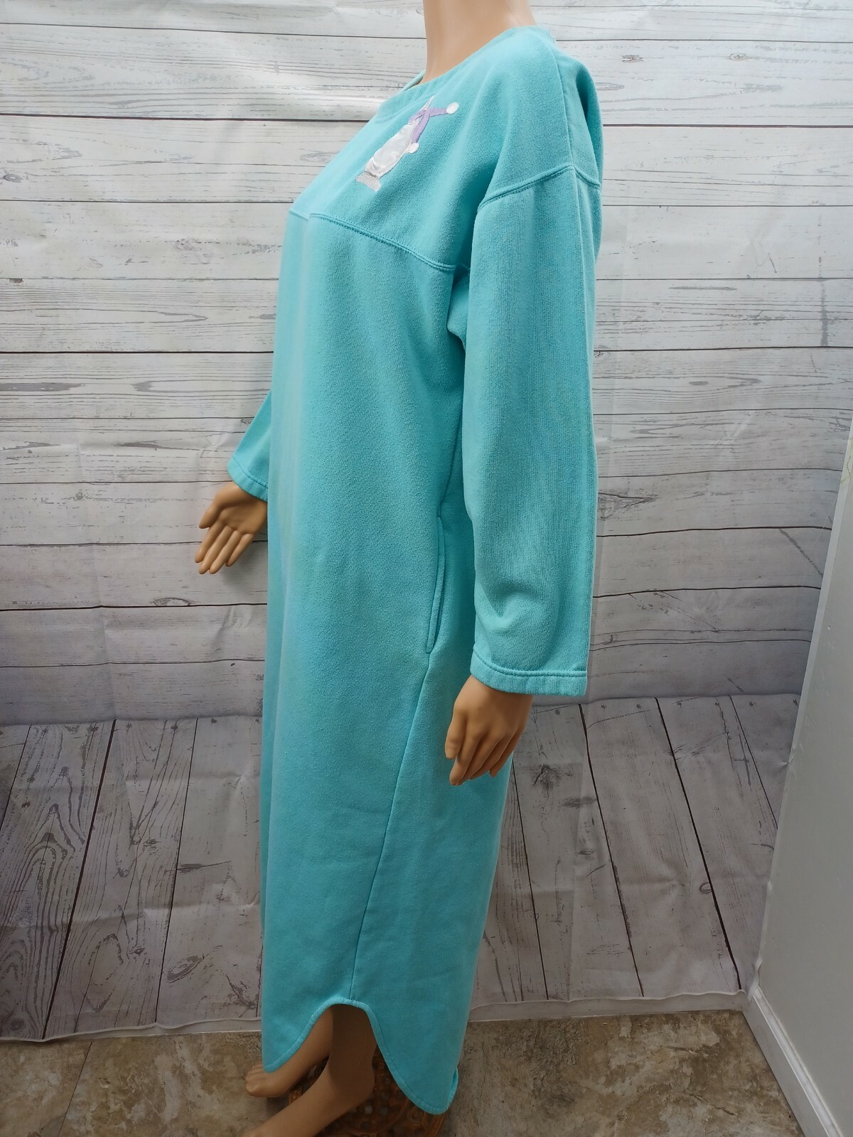 Vtg Jennifer Logan Cotton Polyester Nightgown Penguin Blue Modest Sz M