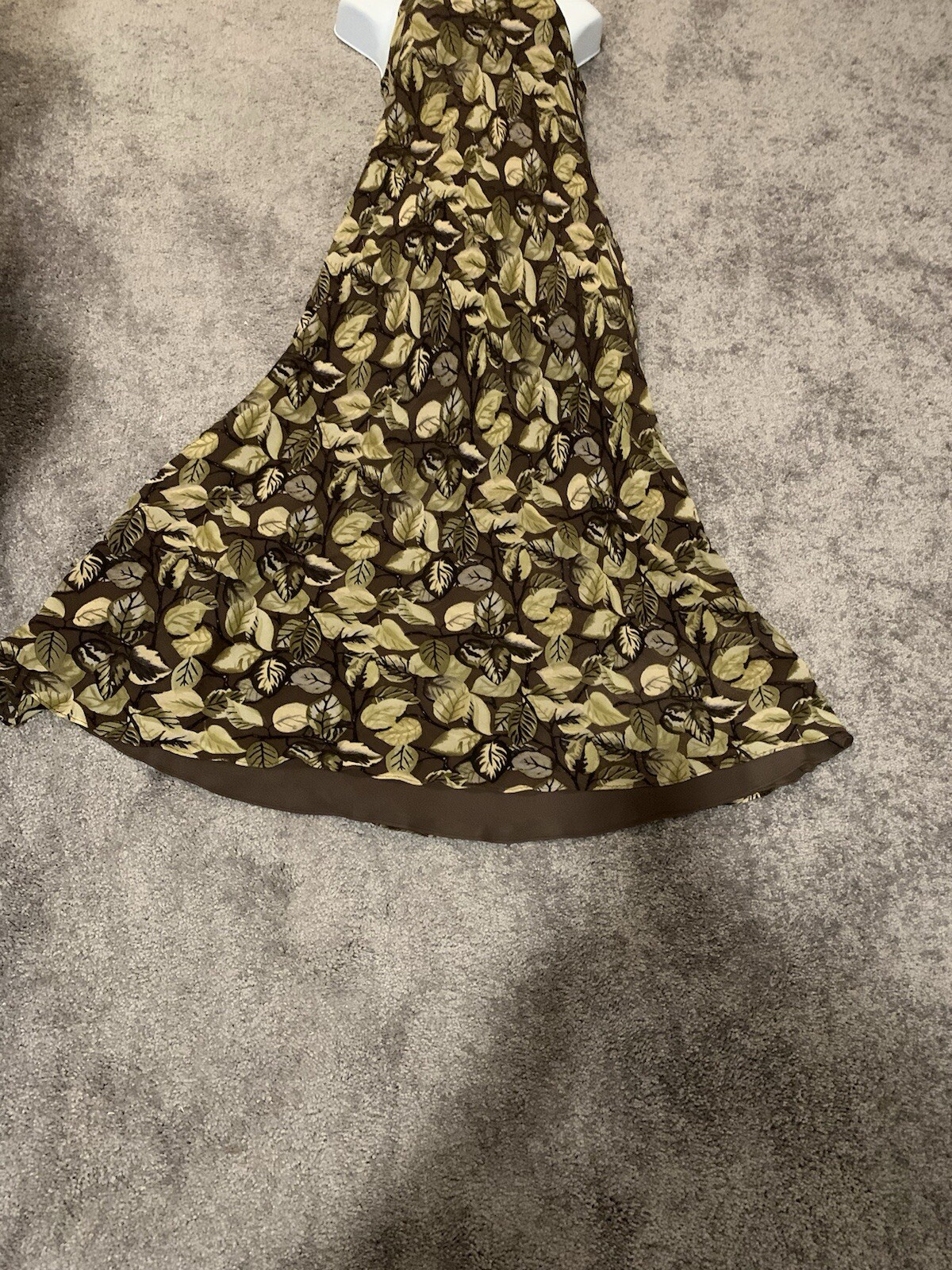 Vintage Et Vous Dress 100% Silk Maxi, Detailed Leaf Design , Cottage Core
