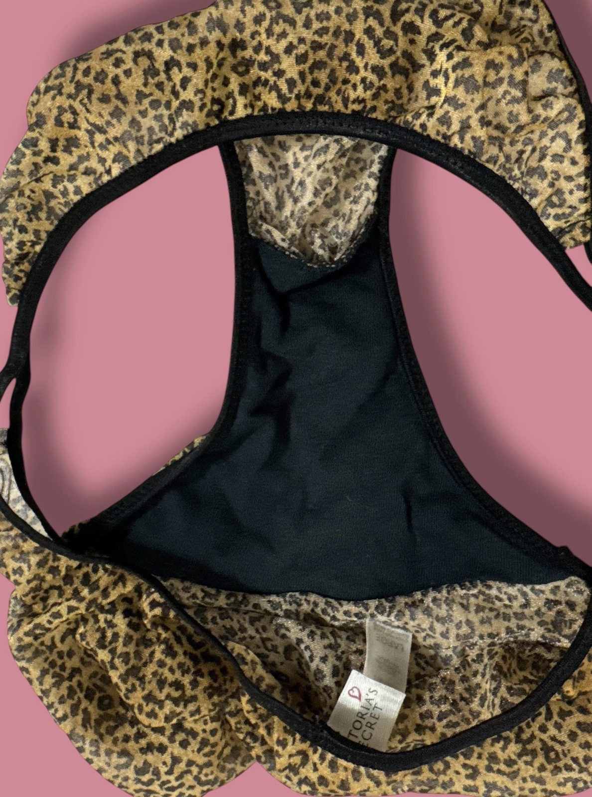 Vtg Victoria’s Secret size Large Double String Bikini Panty Leopard Cheetah