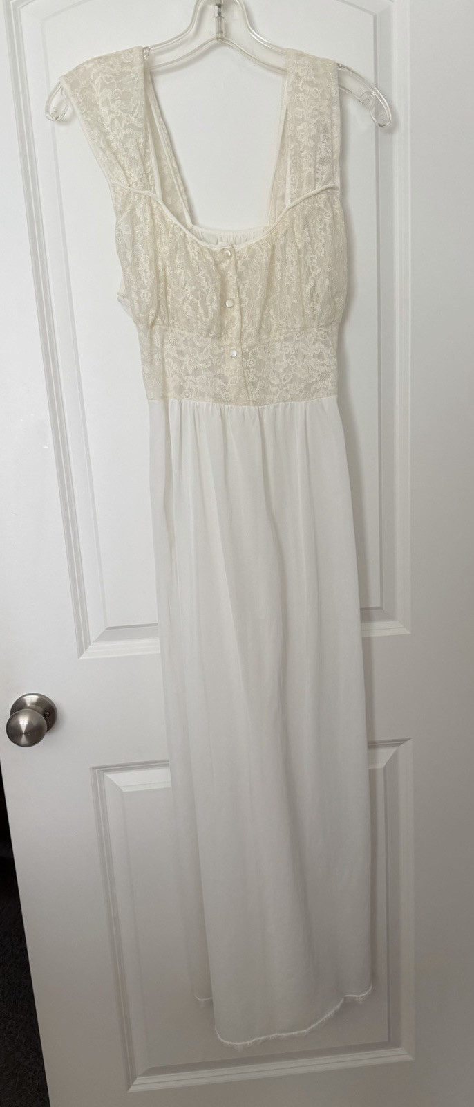 VTG Ladies Bridal Sheer Nightgown White Lace Fairie Cottagecore Small