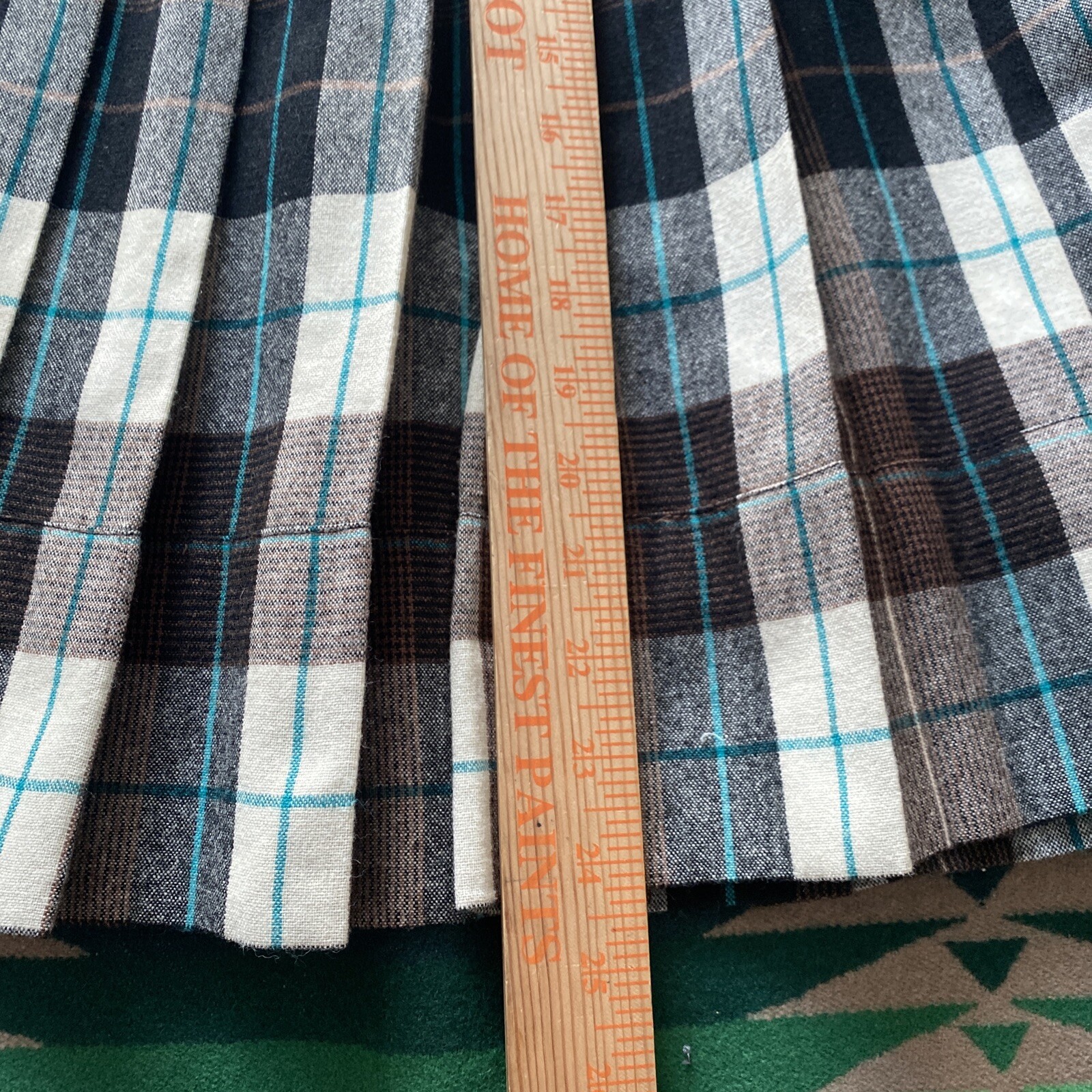 Vintage CENTURY of Boston Plaid Wool Pleated Reversible Midi Skirt Size 0 XS