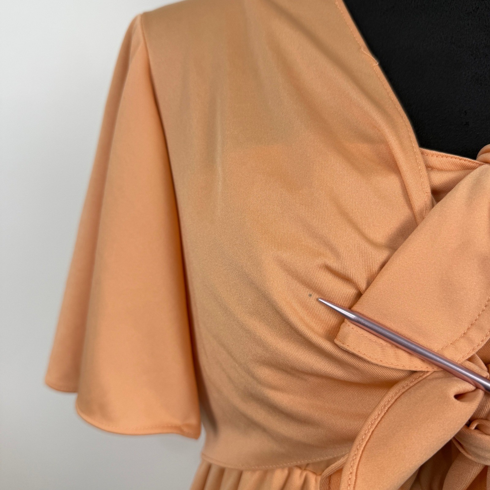 Vintage 70s Empire Waist Maxi Dress with Cape Bolero Womens Small Peach Apricot