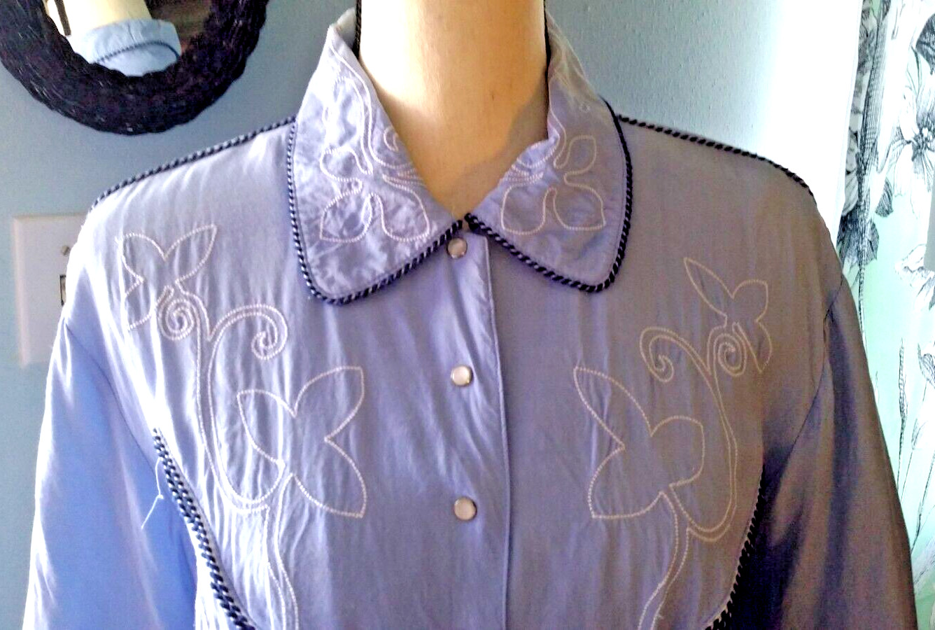 VTG WOMENS COWBOY SHIRT, DESERT DIVA Snaps Blue Western Rockabilly Rodeo 80s 90s