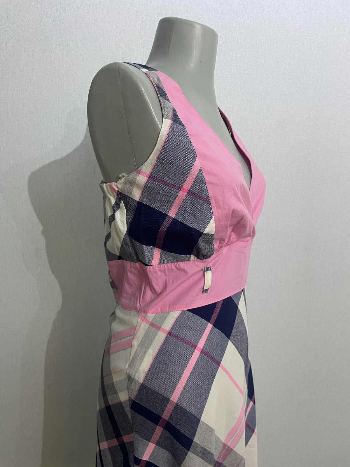 Vintage checkered cotton summer sundress Vintage Plaid Sleeveless Loose dress