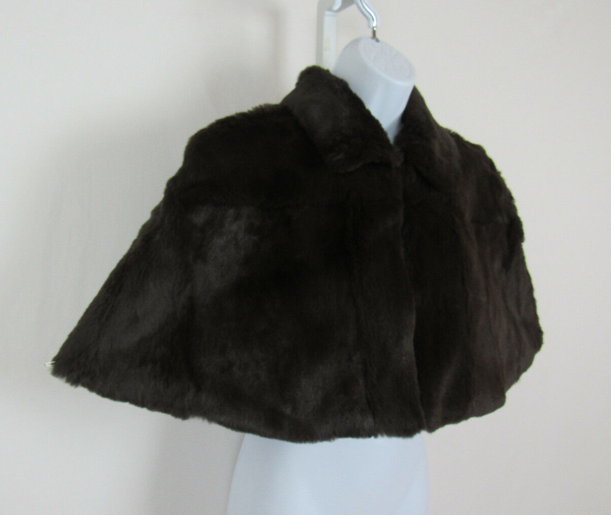VTG 1990 2000s? NYGARD COLLECTION ANGORA RABBIT FUR CAPE PETITE 10-12 DARK MOCHA