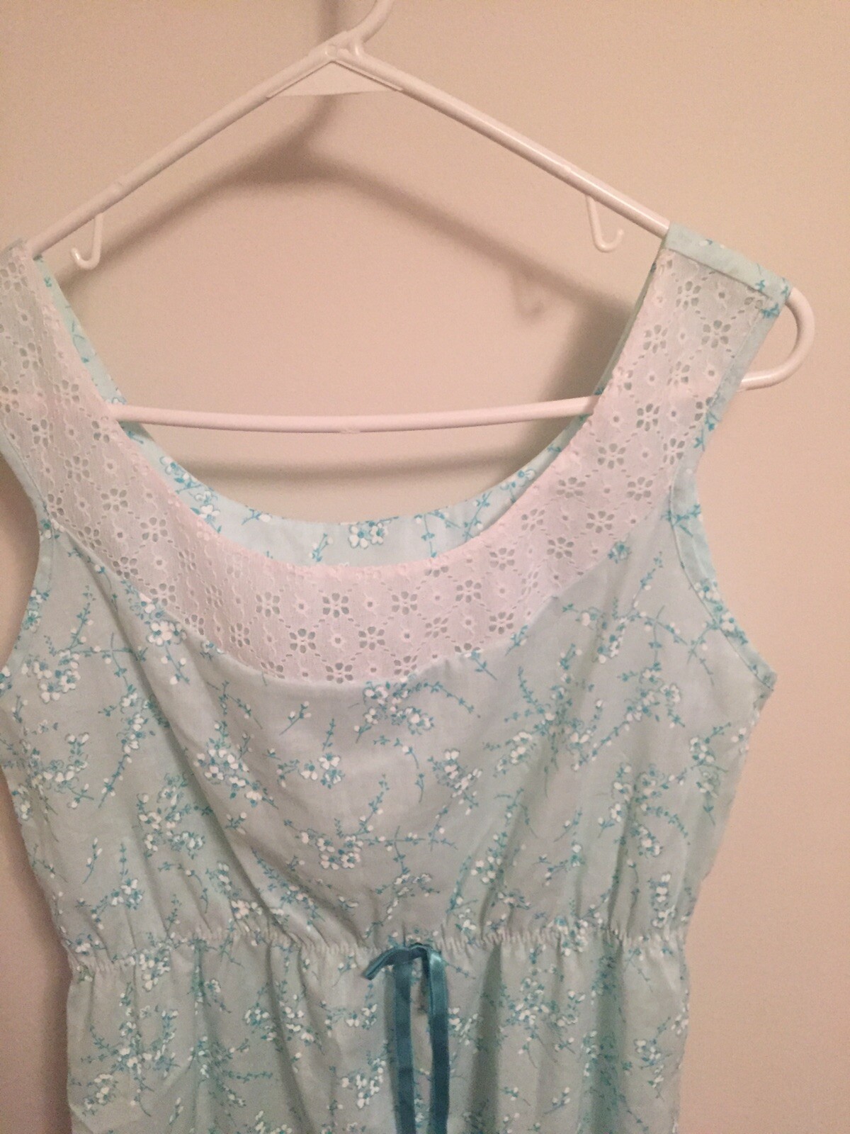 Womens 32-34 Size 15 Small Dutchmaid Nightgown Vintage Turquoise Floral H39