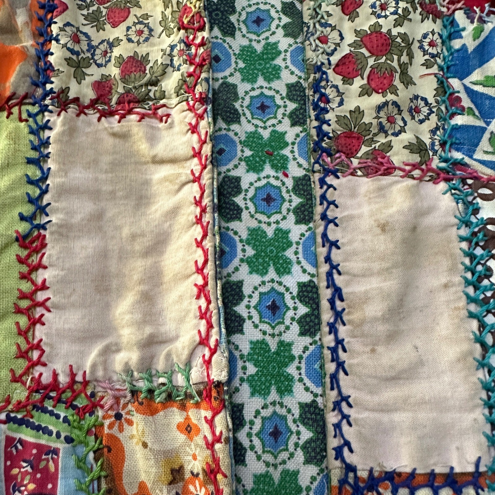 Vintage Handmade Patchwork Quilt Duster Coat Kimono L XL Boho Cottagecore Folk