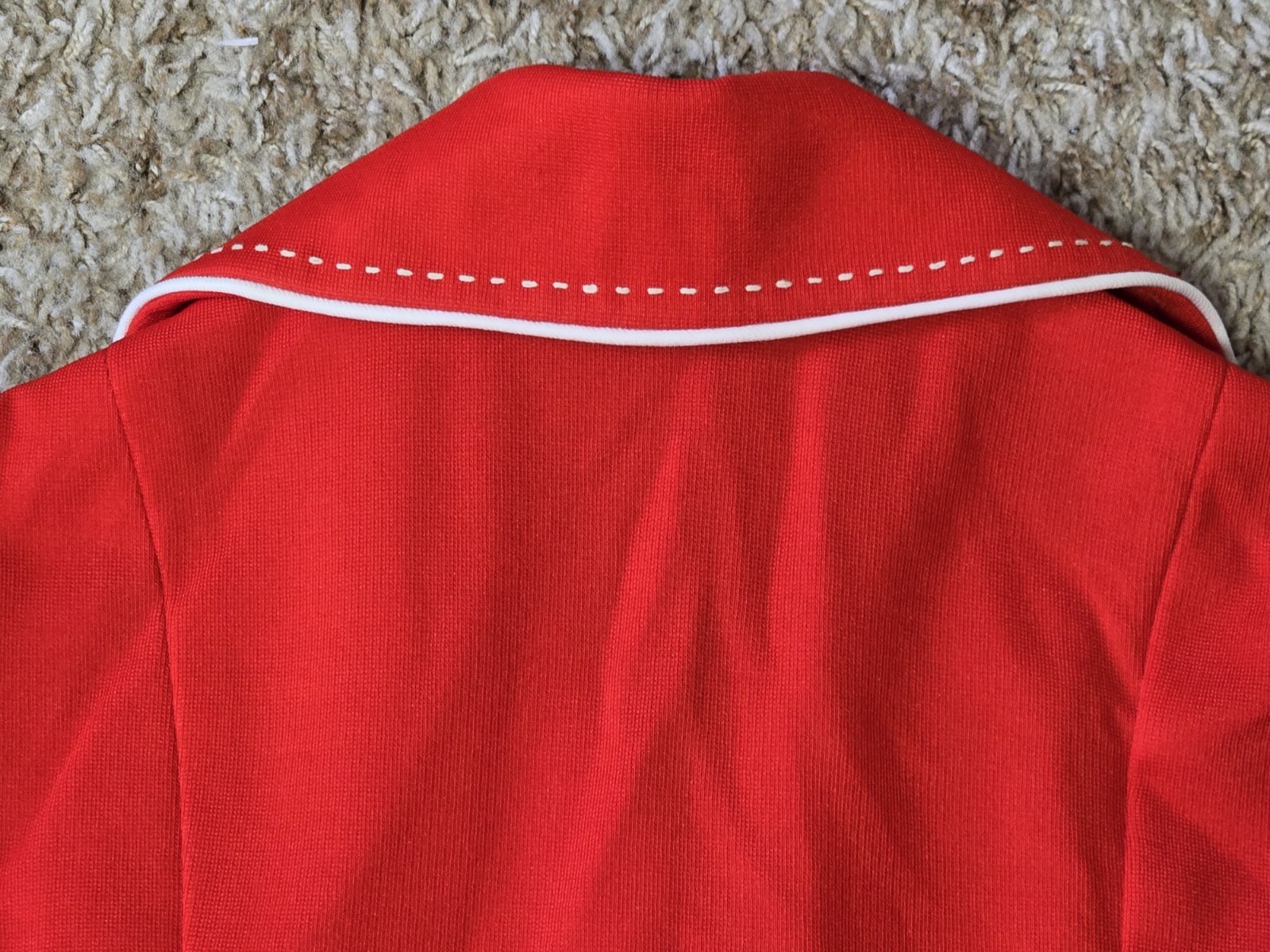 Vintage 60s 70s Retro Mod Hippie Shirt Blouse Top Small Granny Red Stitching