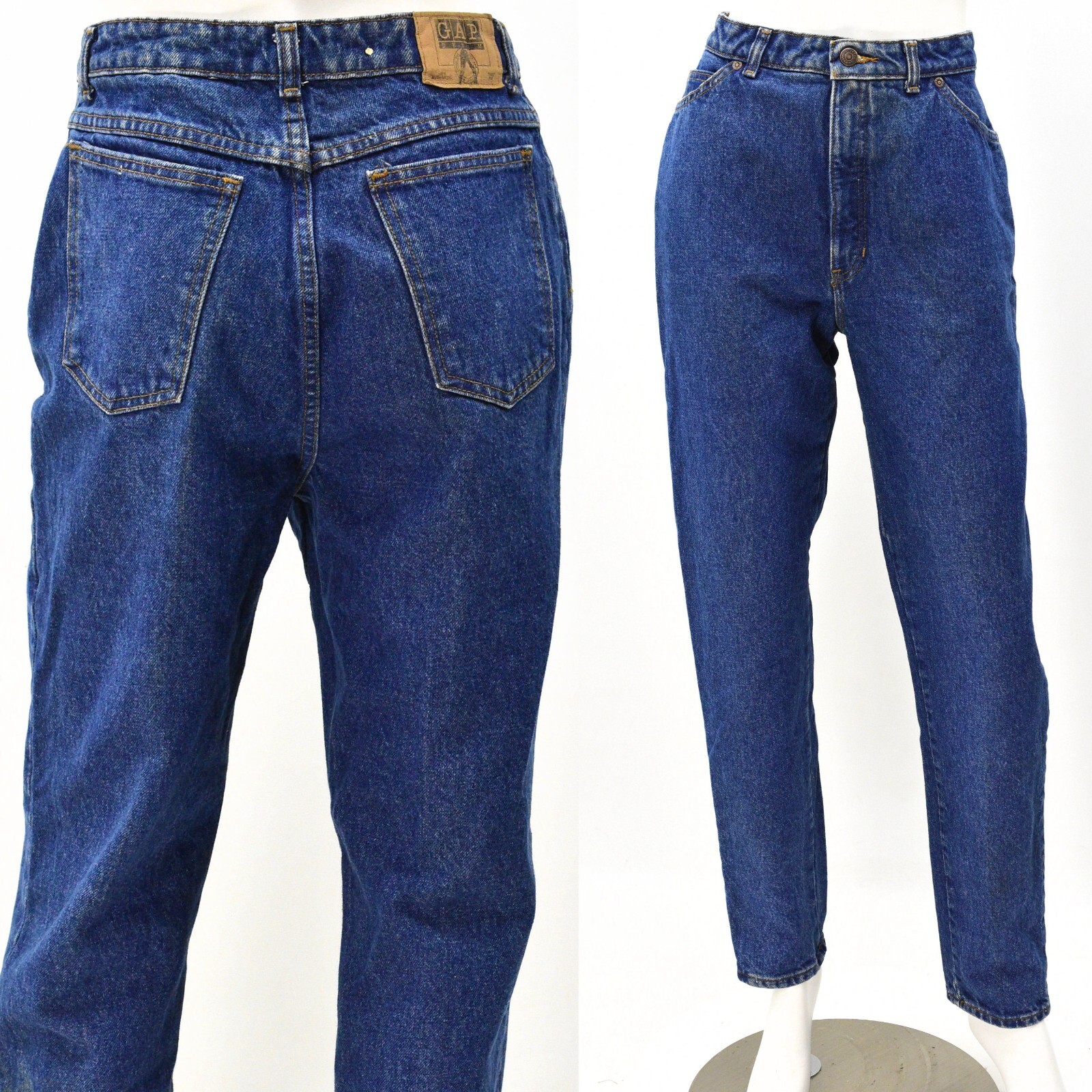 90s Vintage Gap Jeans Dark Wash High Rise Tapered Leg Womens 10 X 32 Made In USA