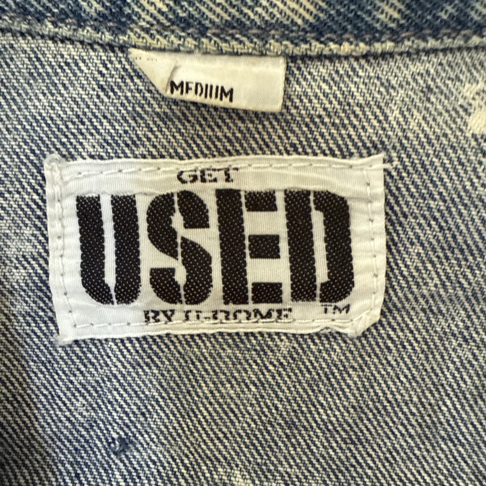 GET USED by ELIE Denim Jean Jacket VTG 90s Acid Wash Patchwork Medium