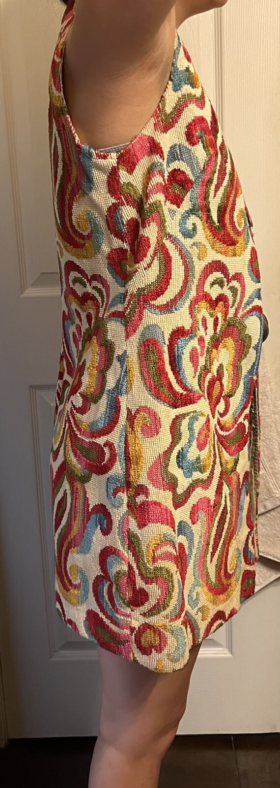 VINTAGE 70’s TAPESTRY OPEN VEST SIZE 7-8 TUNIC LINED SLEEVELESS HIPPIE RARE FIND