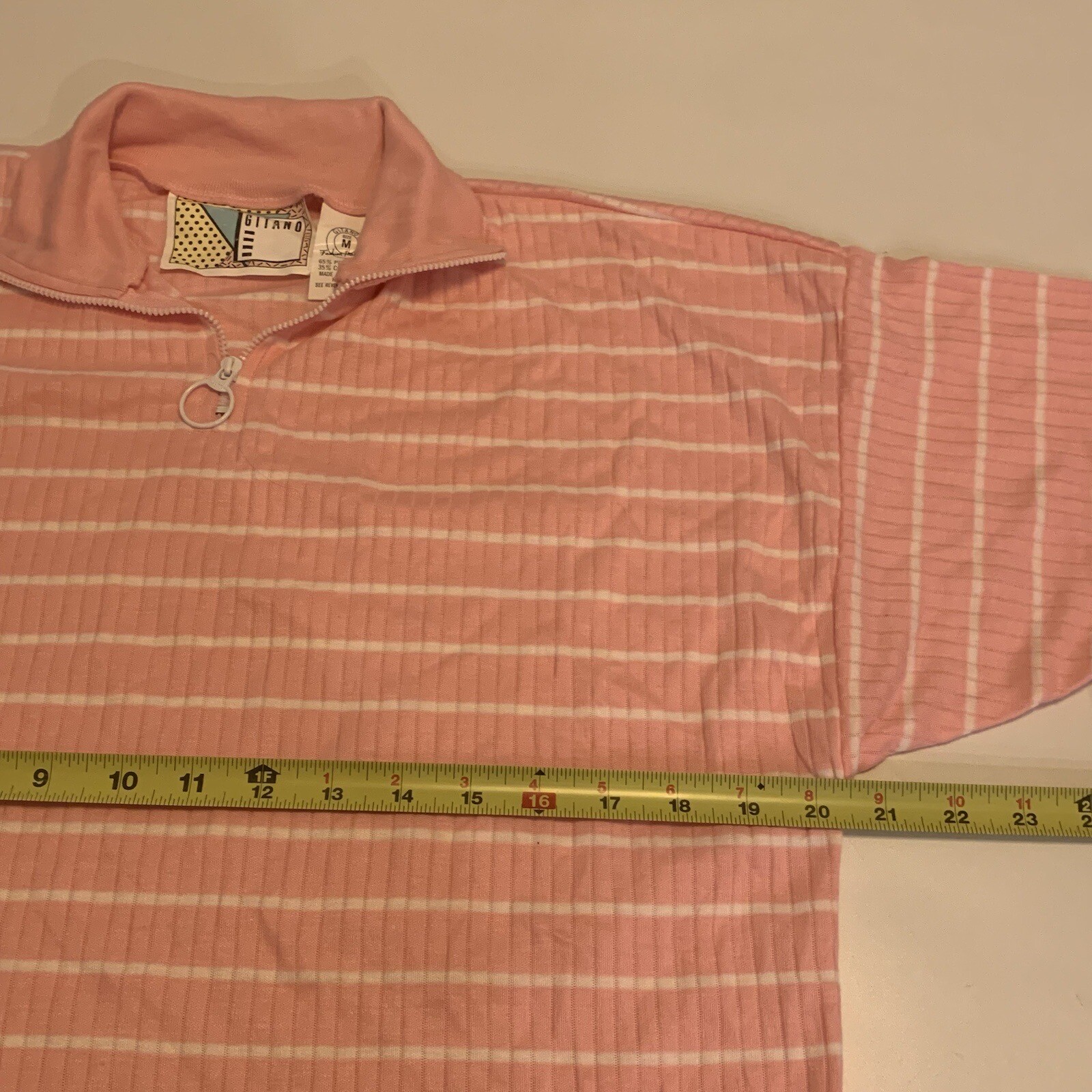 Vintage 80s Gitano Top Rugby Stripes Zip Neck Collar Shirt M NWT 1986 Body Talk