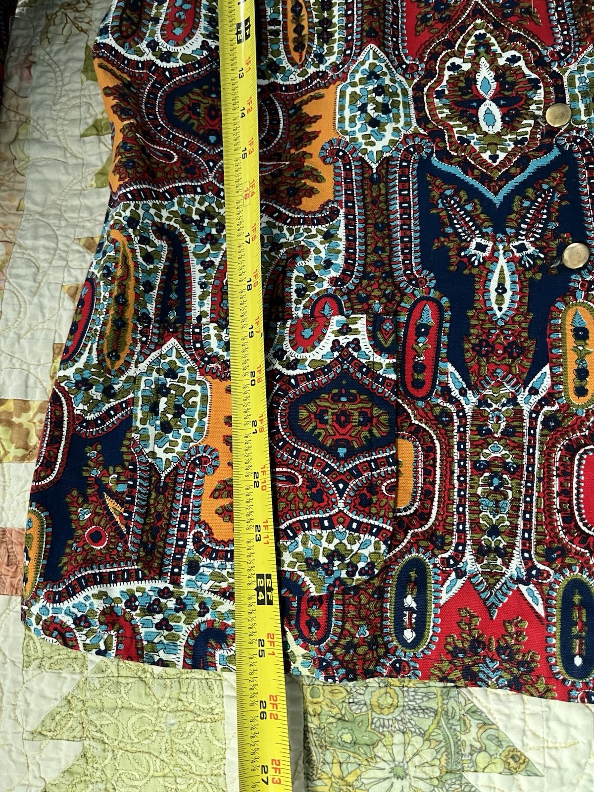 Vintage 1970’s Dagger Collar Cotton Moroccan Exotic Paisley Print Shirt M