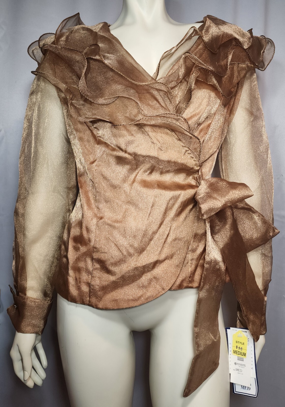 Vintage 1980s Lori Max Bronze/Gold Blouse Size M