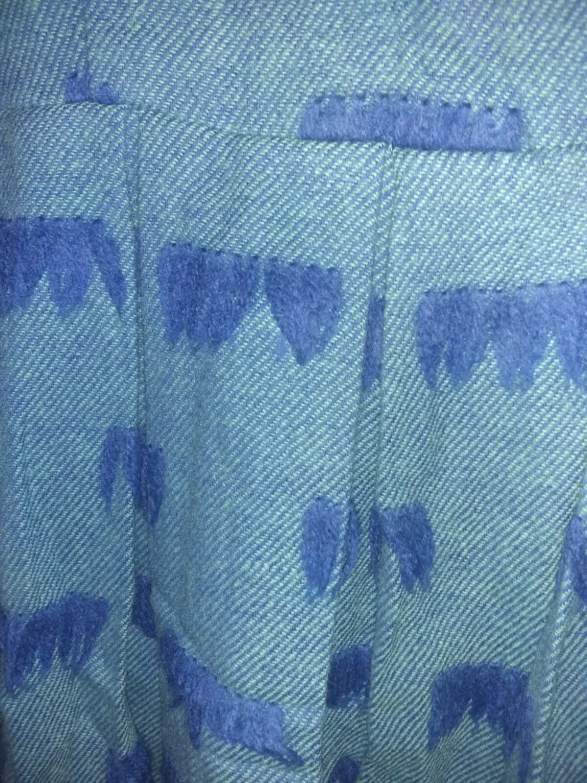 Vintage 40s 50s dress , designer wool fabric, blue tuffs, full pleated skirt