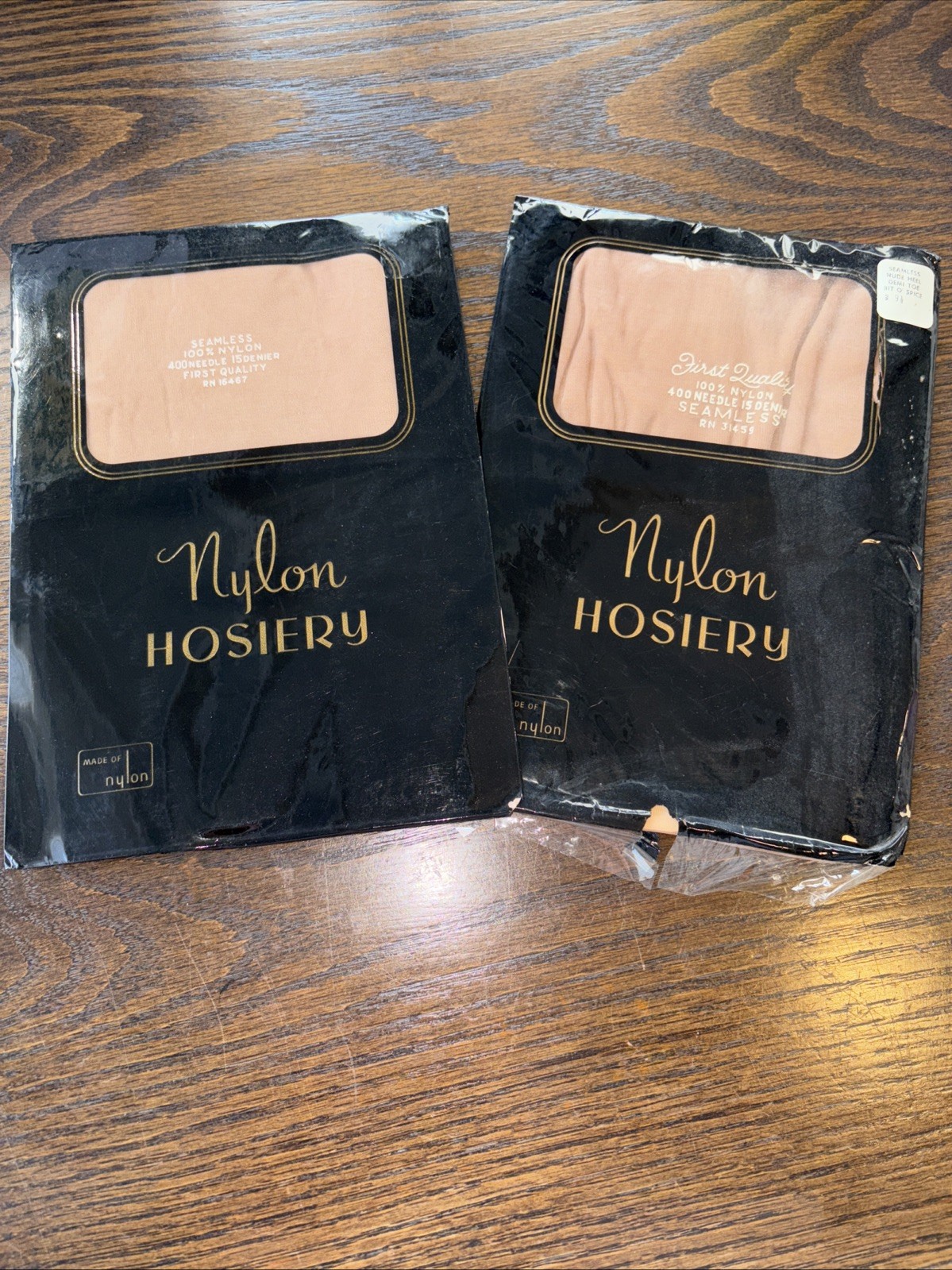 Vintage Nylon Stockings Unused NOS sz 9 1/2. Seamless, Nude Heel