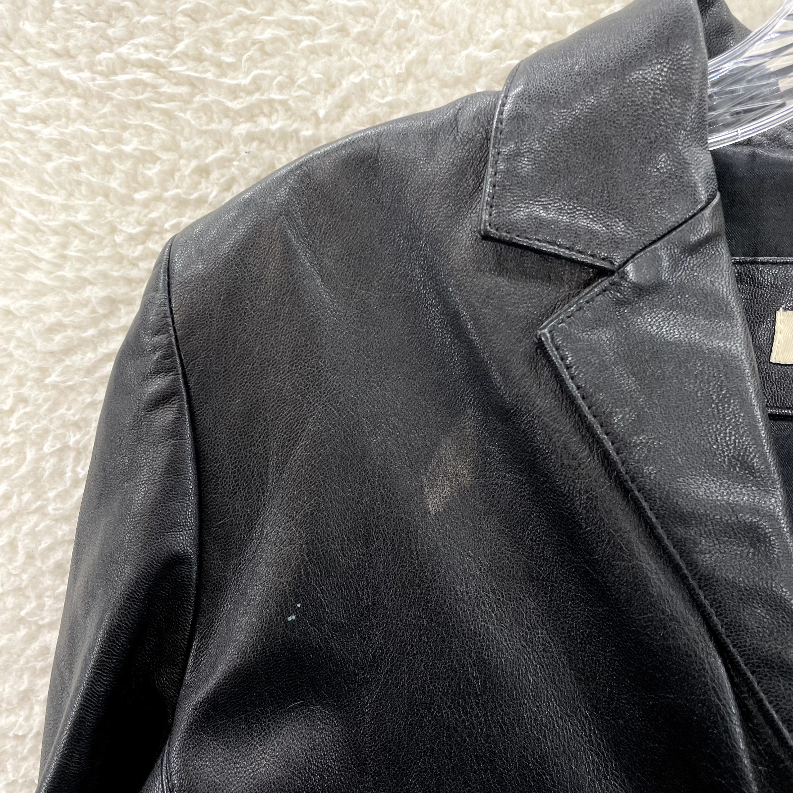 90s Y2K Vintage Black Leather Jacket Large XL 14 Womens Patent Lined Button Up