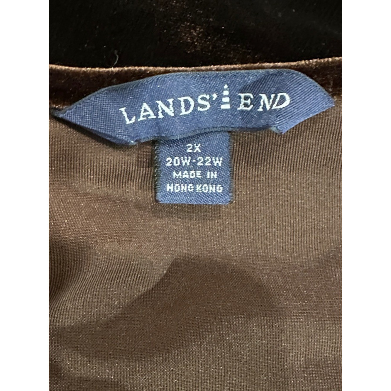 Lands’ End Top Size 2X Brown Velvet Vintage Whimsigoth Indie Sleaze