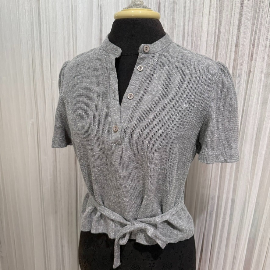 Vintage Marty Gutmacher Gray Short Sleeve Sweater ILGWU Union Made USA Size 8