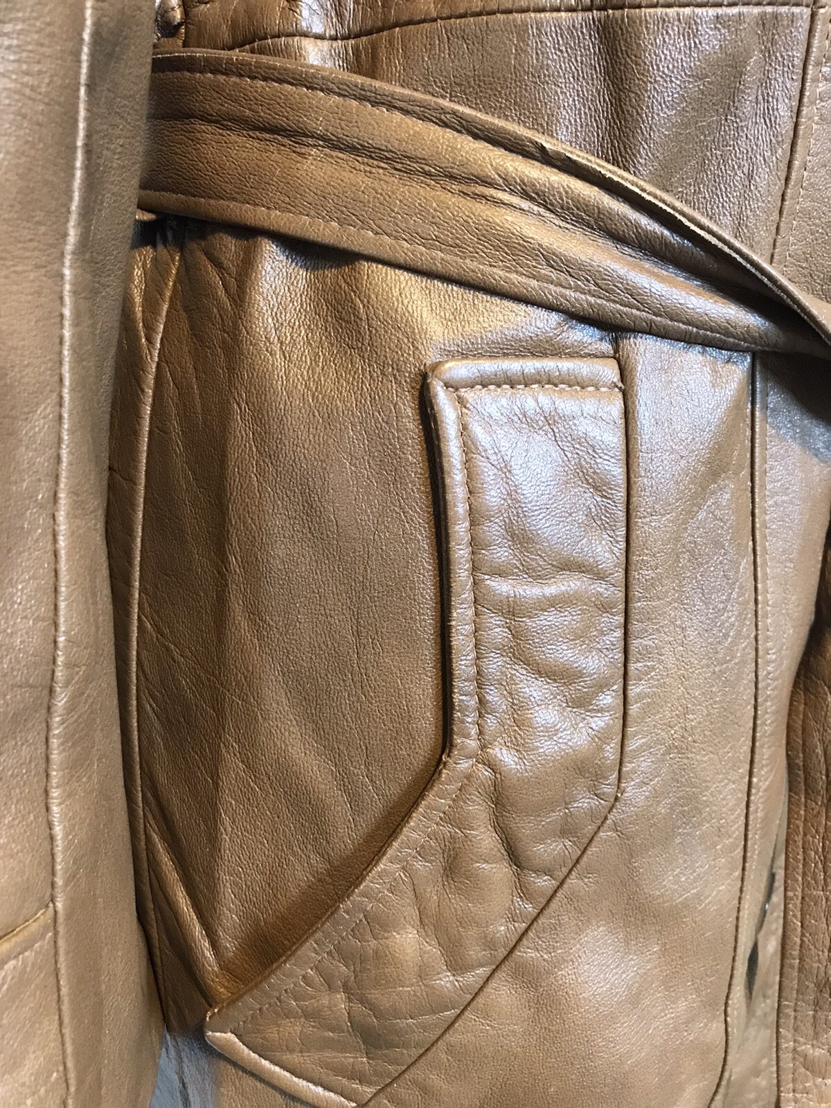 VTG Leathers by New England Sports Wear Co Brown Leather Trench Coat 14 TBox