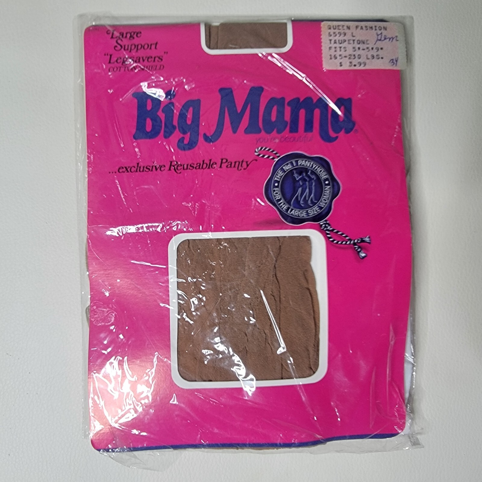 Vintage Big Mama Exclusive Reusable Panty NOS Queen – L – 6599 – Taupetone