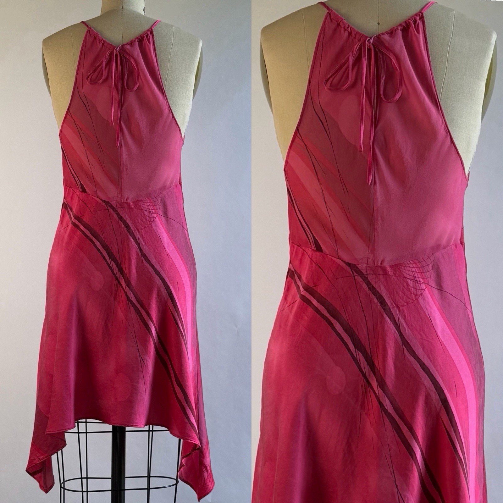 Y2K Victoria’s Secret Silk Slip Halter Dress Handkerchief Hem S/M