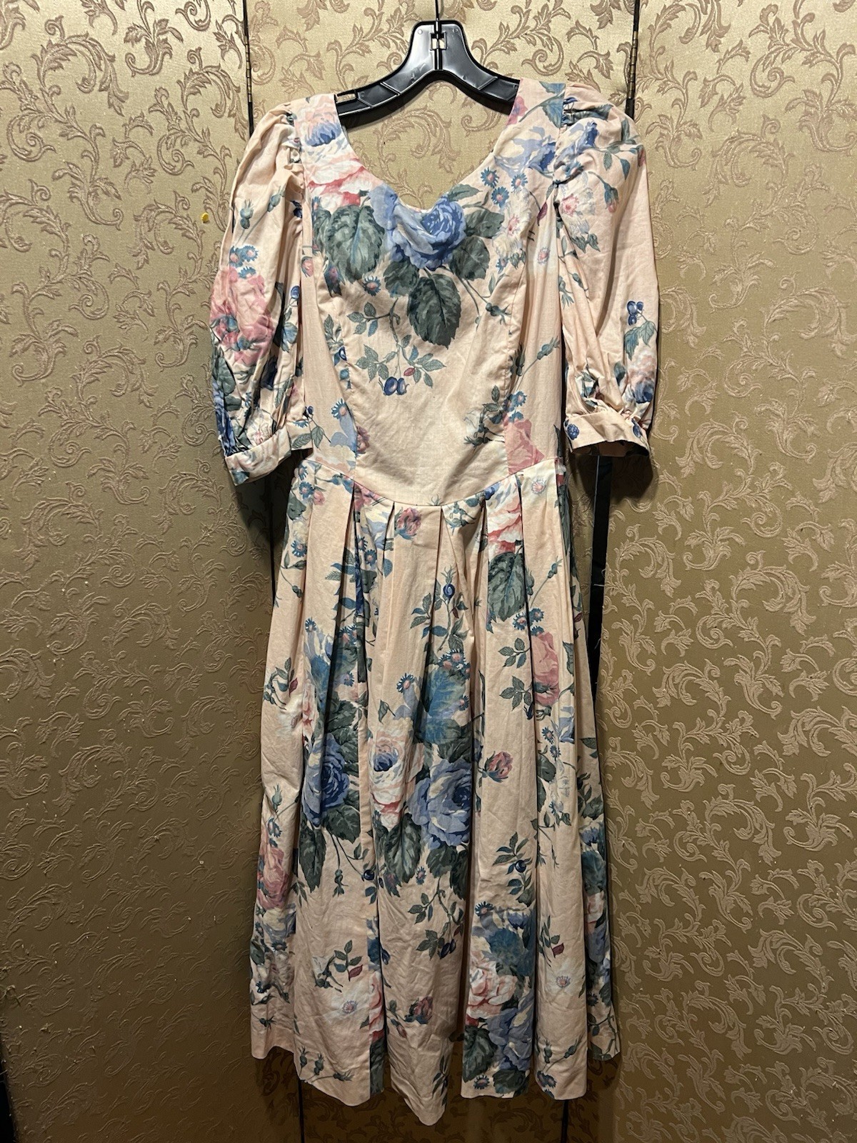 Vintage Pink Blue Multi-Color Floral Tea Dress Size 2 4