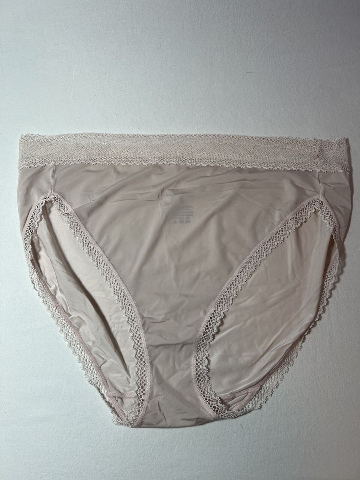 Vintage Silky Soft Vanity Fair “Flattering Lace” Hi-Cut 9/2XL Dusty Pink Panty