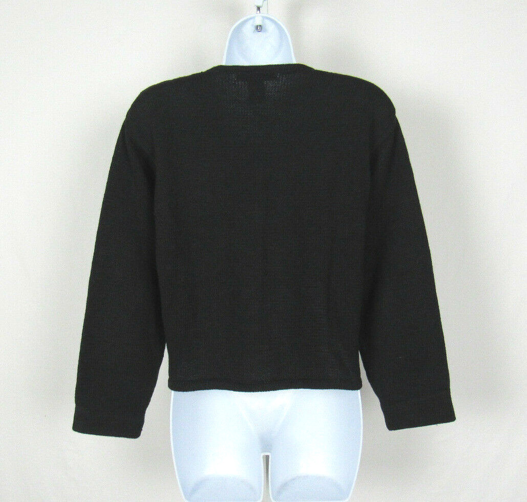 VTG 1980s LISE J. BLACK COTTON RAMIE MEDIUM GOLDEN EMBROIDERY GOLDEN BUTTONS