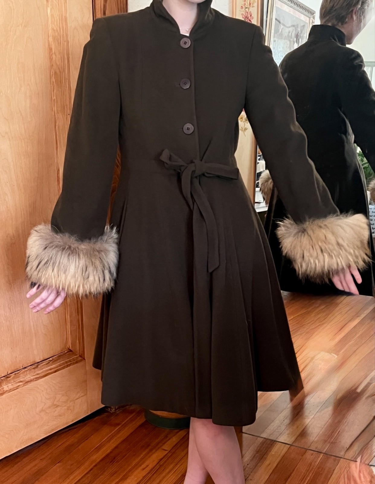 Vintage Giorgio Armani Coat Wool Angora Fur Camel Hair-Made In Italy 38/4