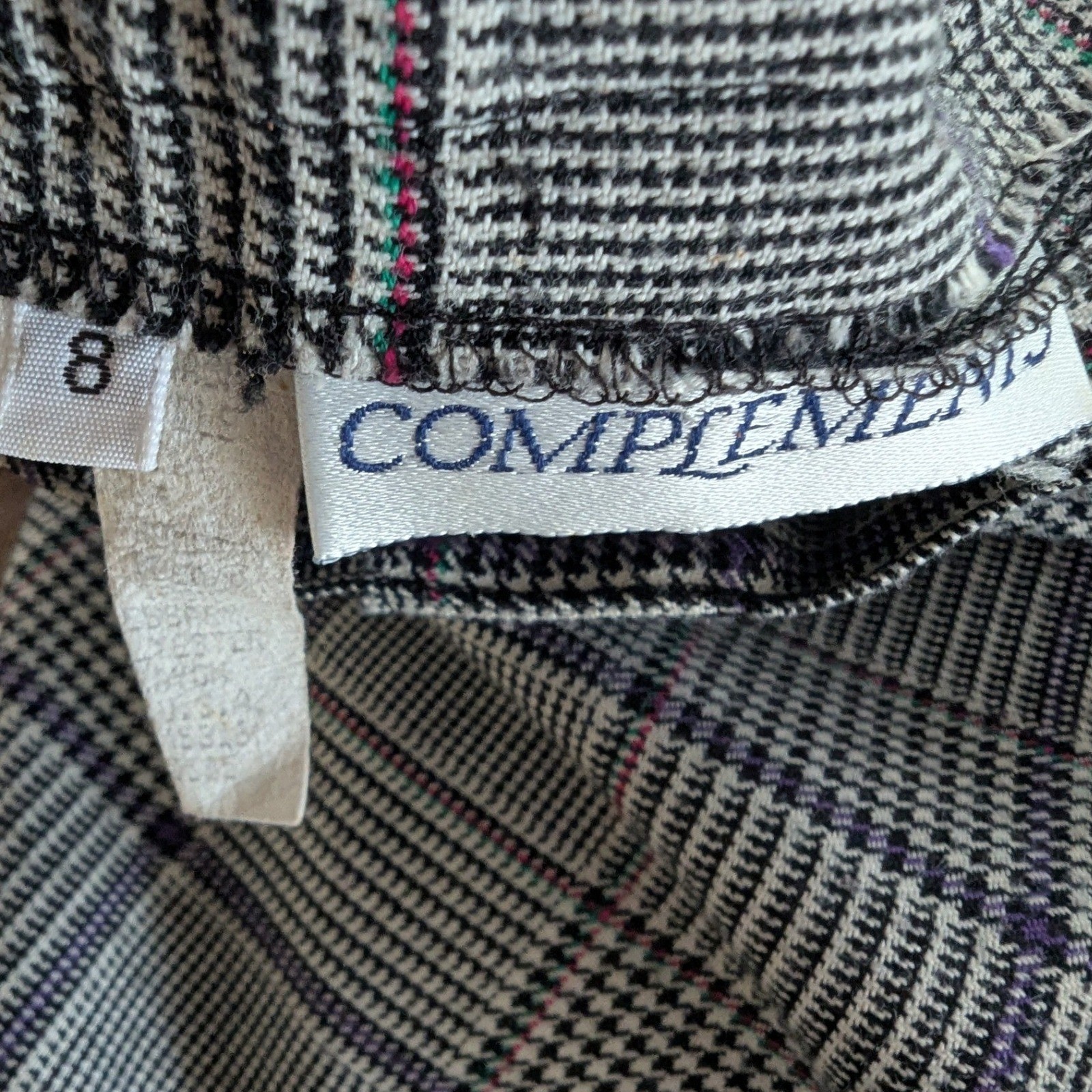 Vtg 90’s Grey Blue Glen Plaid Pencil Skirt High Waist Size 8 Office Pockets