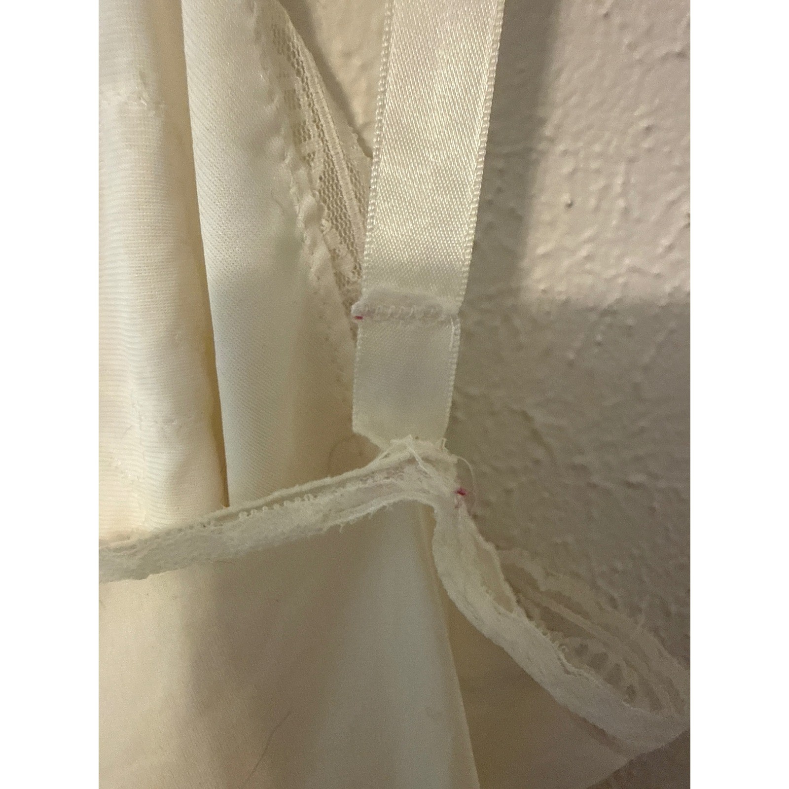 Vintage Shadowline White Nylon Antron III Full Slip Lace Trim 34 Short