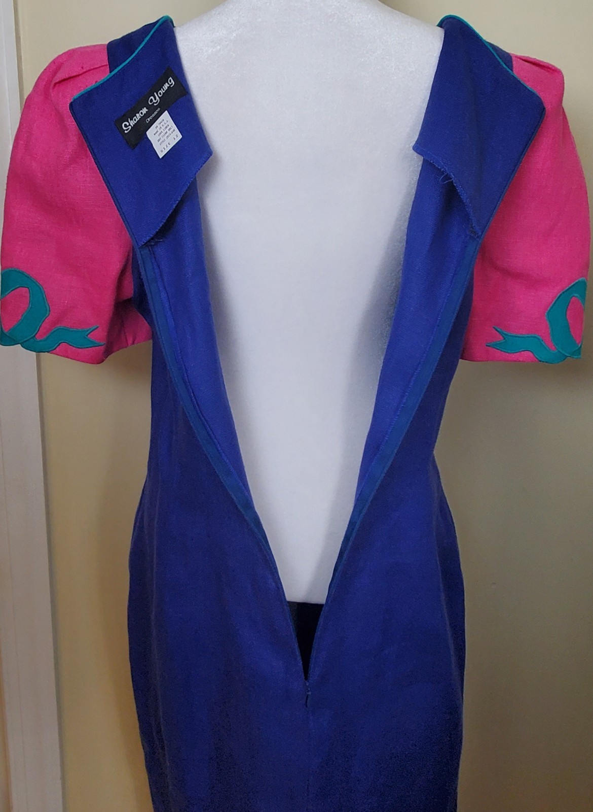 Vintage Sharon Young Linen Knee Length Dress Easter Size 12 90’s Y2K Barbiecore