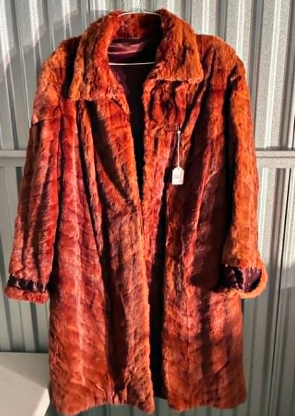 Vintage Cinnamon Brown Genuine Mink Fur Stroller Swinger Long Coat Size L/XL