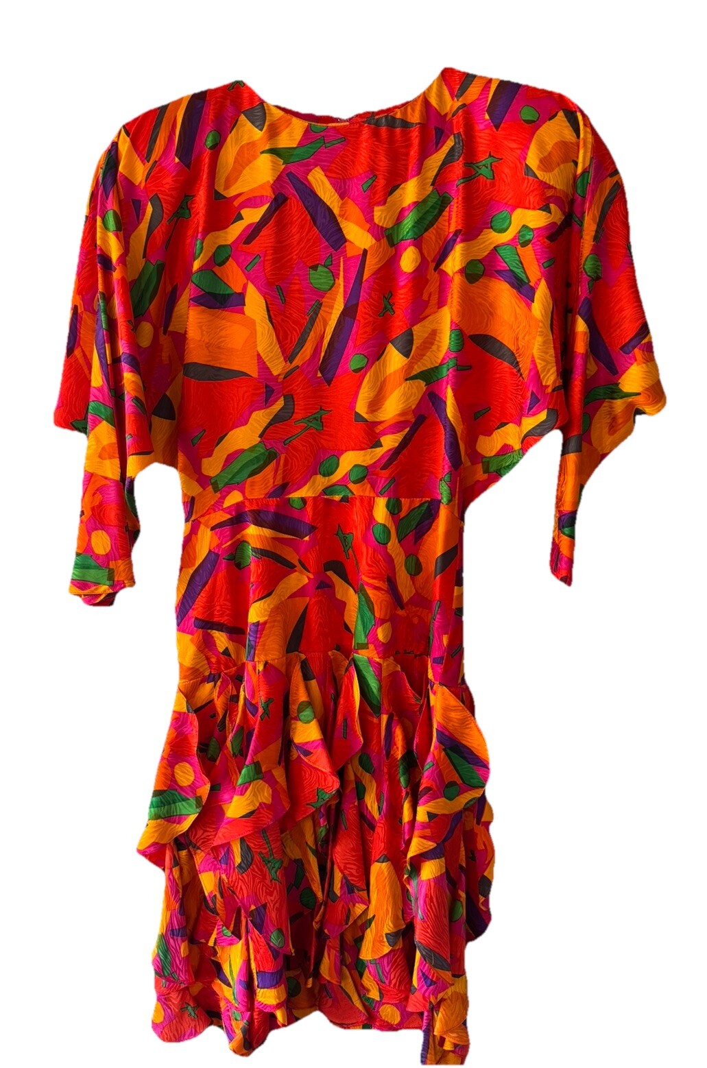 Vintage 1980s Designer Gillian Dress 100% Silk Retro Art Deco Cocktail Size 4
