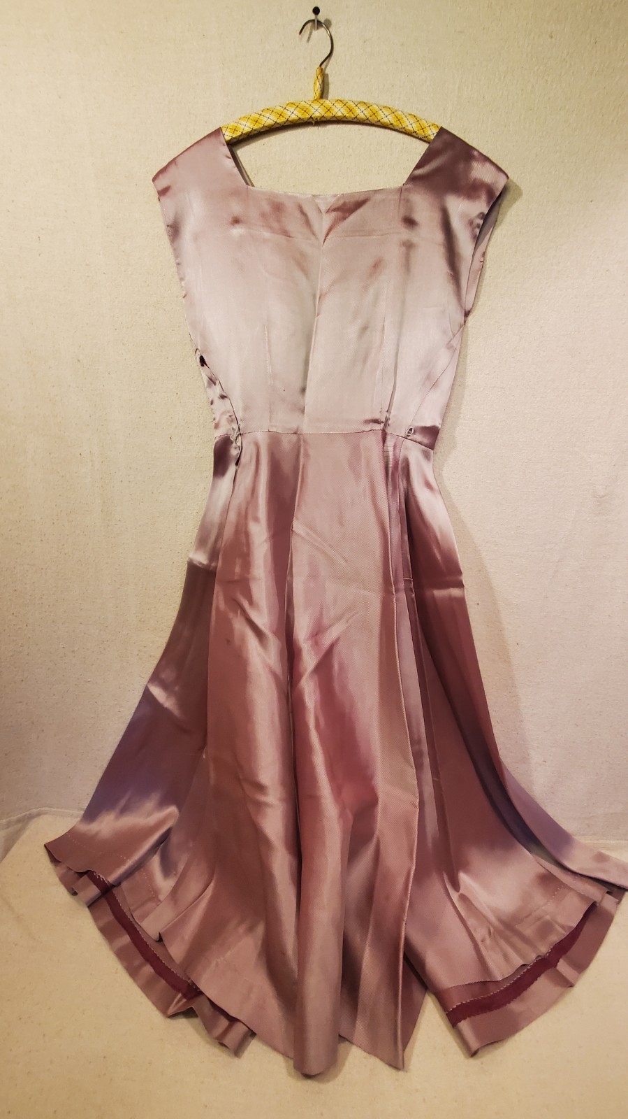 1950 Dress/Bolero Jacket Set Lavender Iridescent Taffeta with Rhinestone Buttons