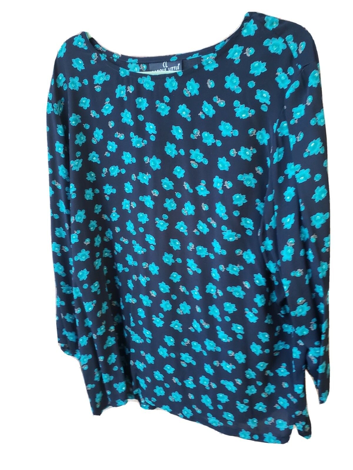 VTG 90s Carole Little Sz 16 Multicolor Floral L/S Tunic Top Shirt Pullover USA
