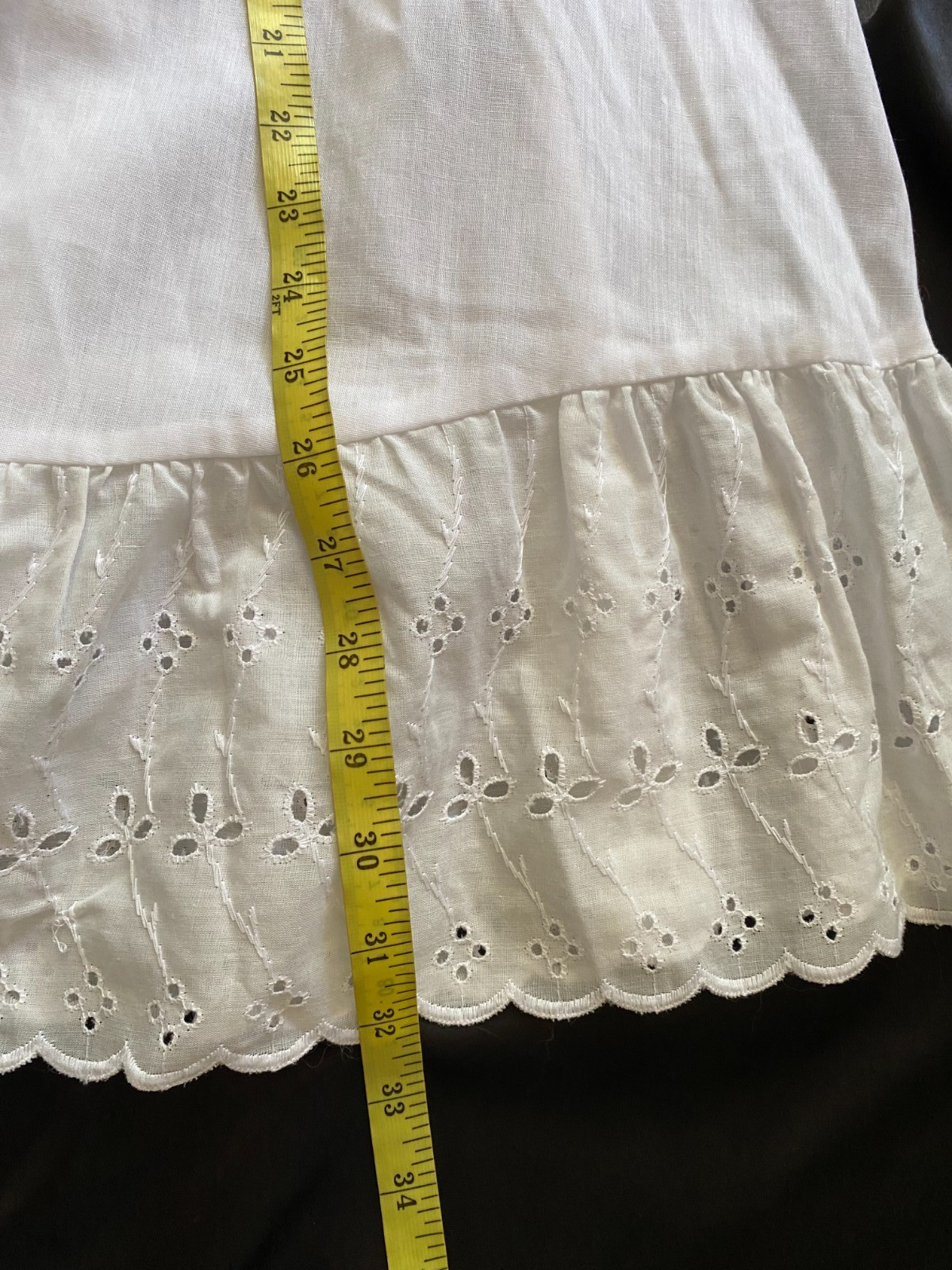 Vintage 1970s You Babes White Cotton Eyelet Tiered Boho Skirt Medium