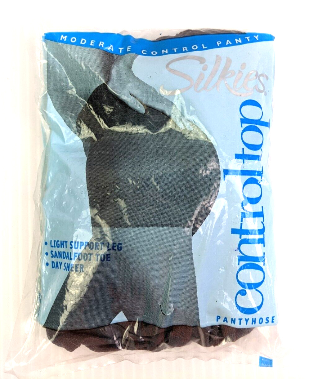 Vintage Silkies Control Top Pantyhose Barely Black 070506 X-Large 48-52