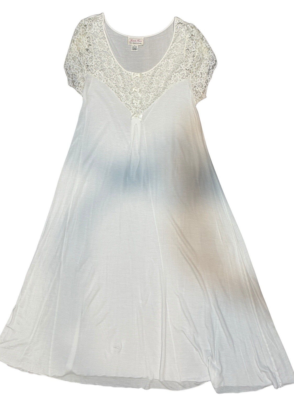 Vintage Judith Hart Short Sleeve Cotton Maxi Nightgown Lace Sz S Made In Italy